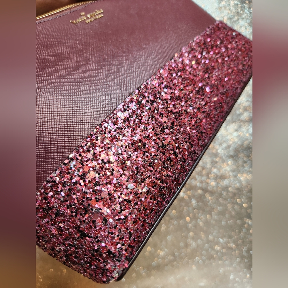 Kate Spade Glitter Dipped Cherrywood Burgandy Crossbody ✨️NWT✨️Gold Hardware